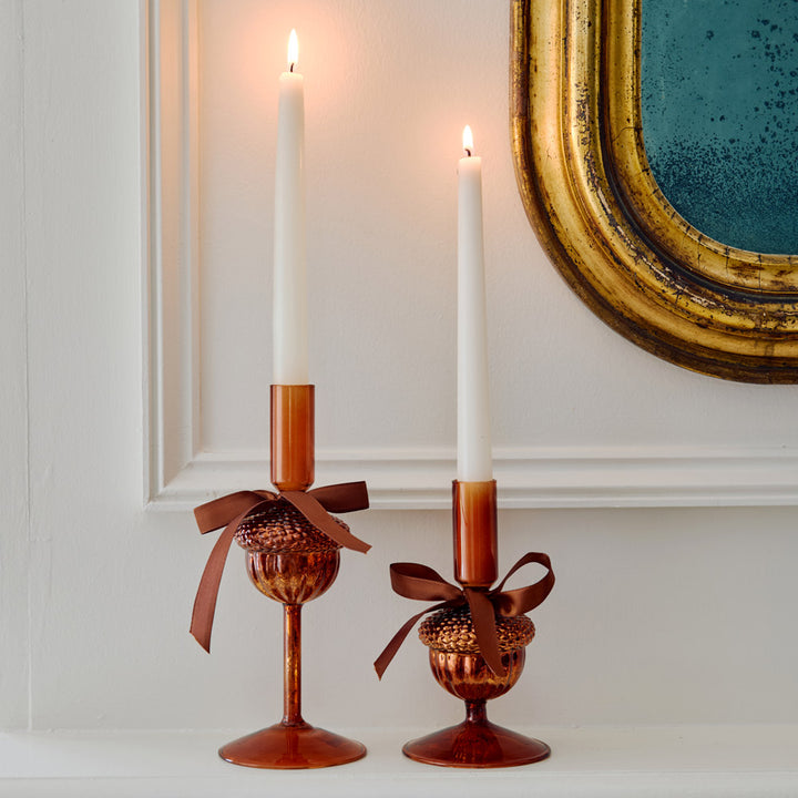 Acorn Glass Candleholders, set of 2