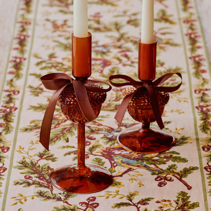 Acorn Glass Candleholders, set of 2