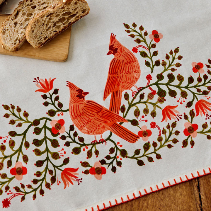 Cardinals & Blooms Tea Towel