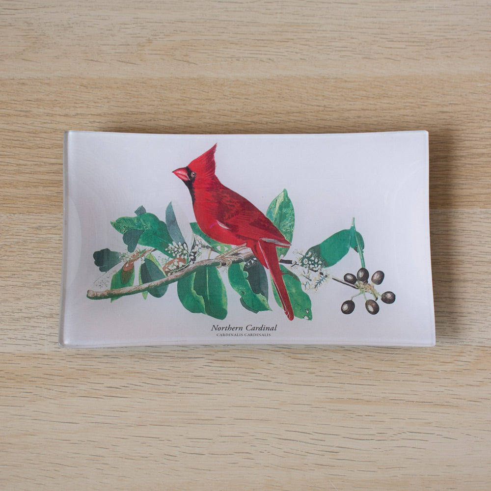 American Cardinal Decoupage Glass Tray