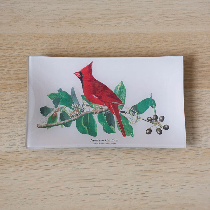 American Cardinal Decoupage Glass Tray