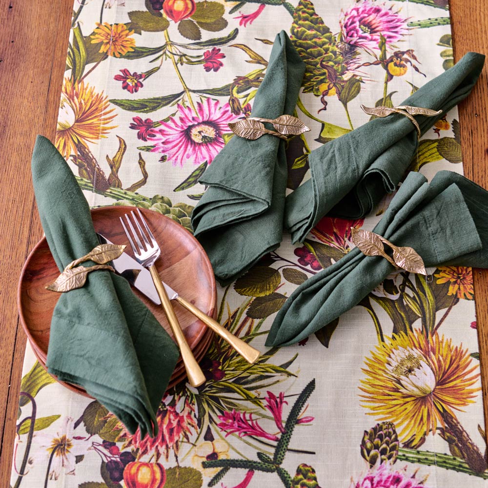 Golden Leaves Napkin Rings, Set of 4
