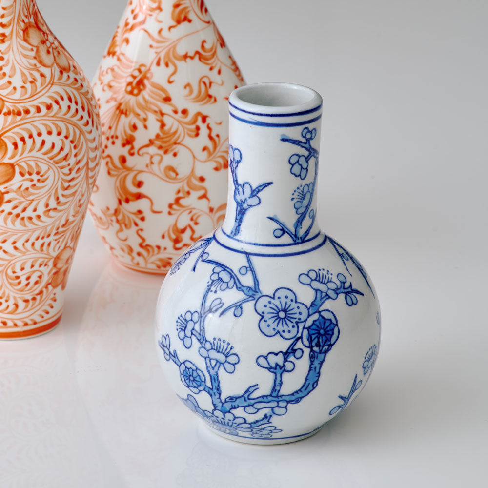 Chinoiserie Bud Vase, Blue