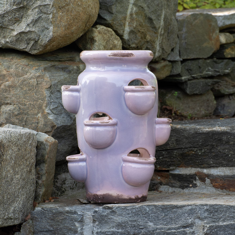 Glazed Ceramic 10-Pocket Strawberry Jar