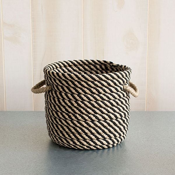 Black & Tan Rope Basket, Small White Flower Farm