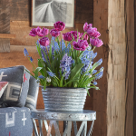  Blue River Bulb Garden in large metal cachepot