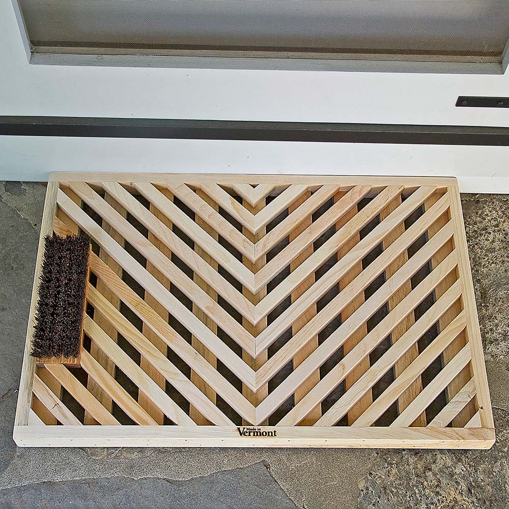 Handcrafted Pine Wood Doormat White Flower Farm