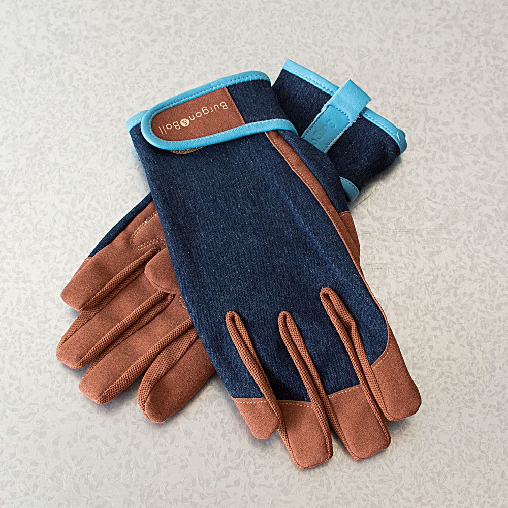 Men's Denim Garden Gloves White Flower Farm
