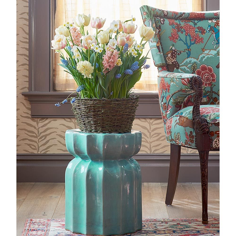 Pastel Perfume Bulb Garden in large Clematis vine basket