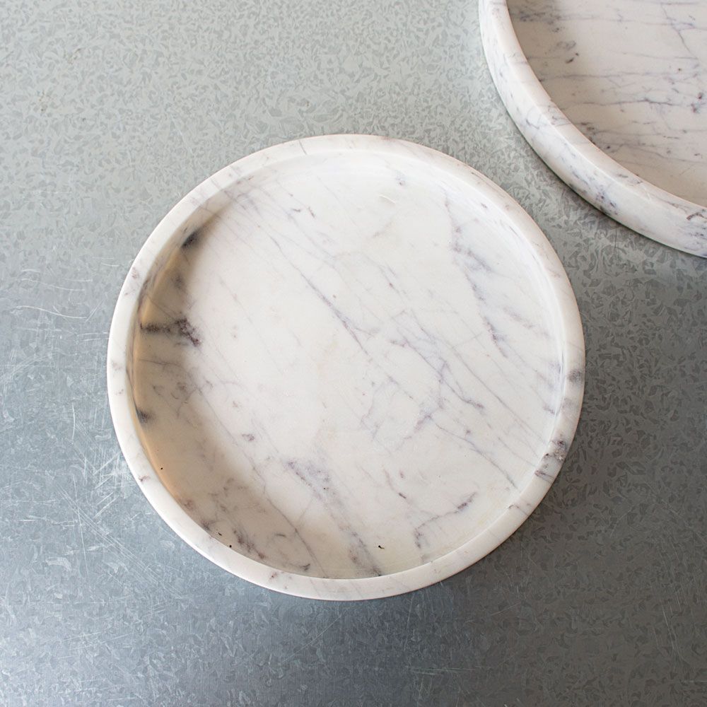 Round Marble Trays White Flower Farm