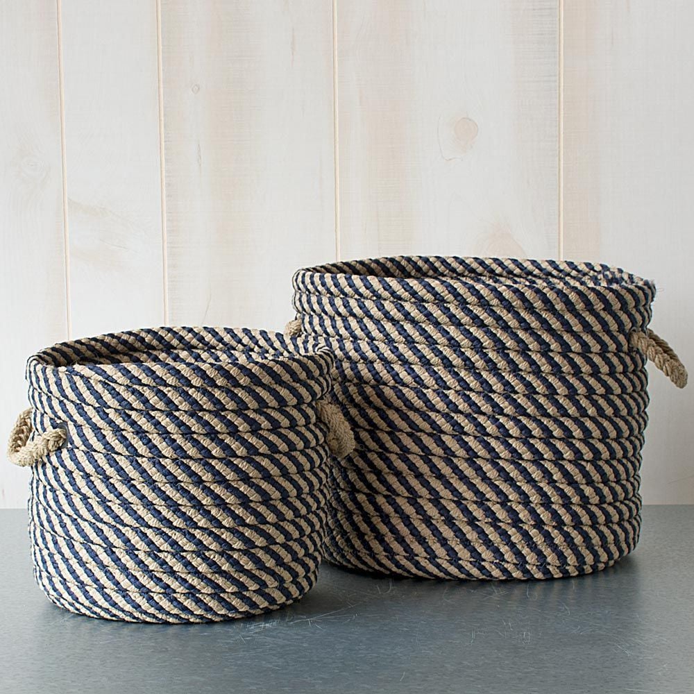 Blue & Tan Rope Baskets White Flower Farm