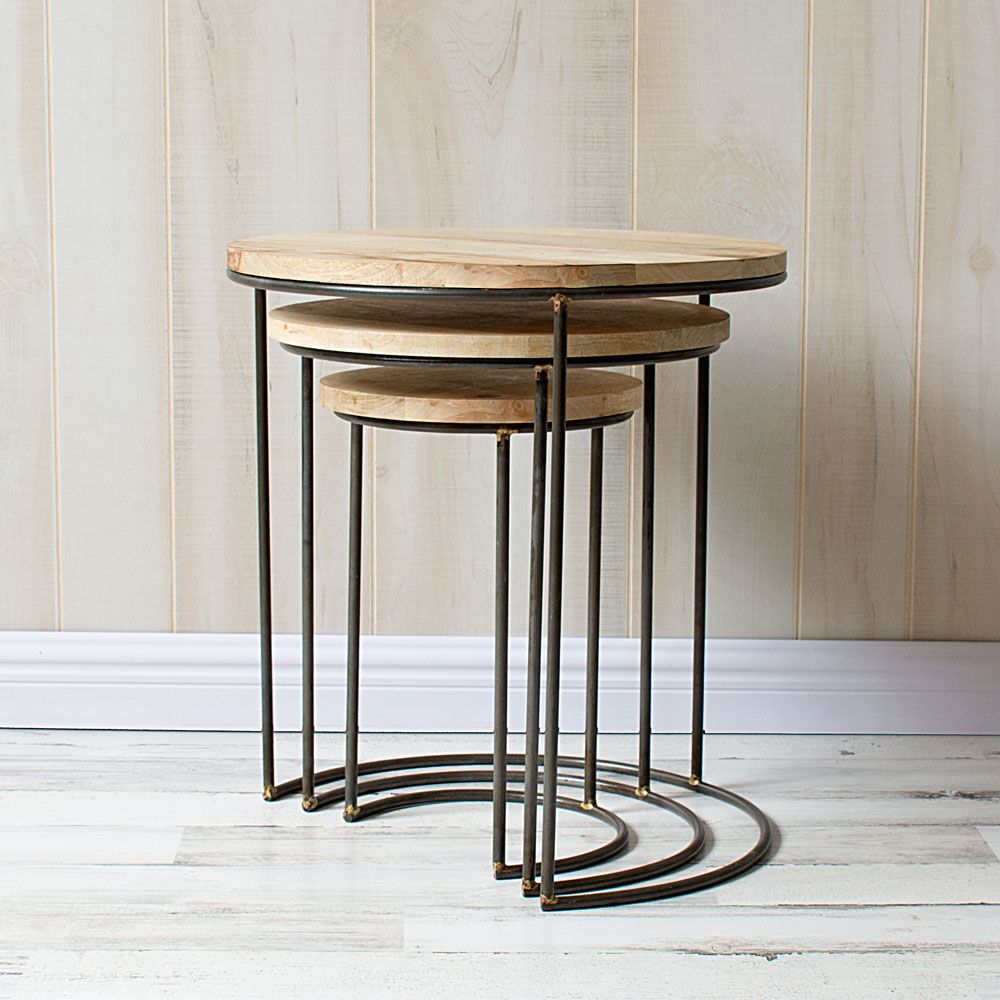 Nesting Mango Wood Plant Stands, set of 3 White Flower Farm