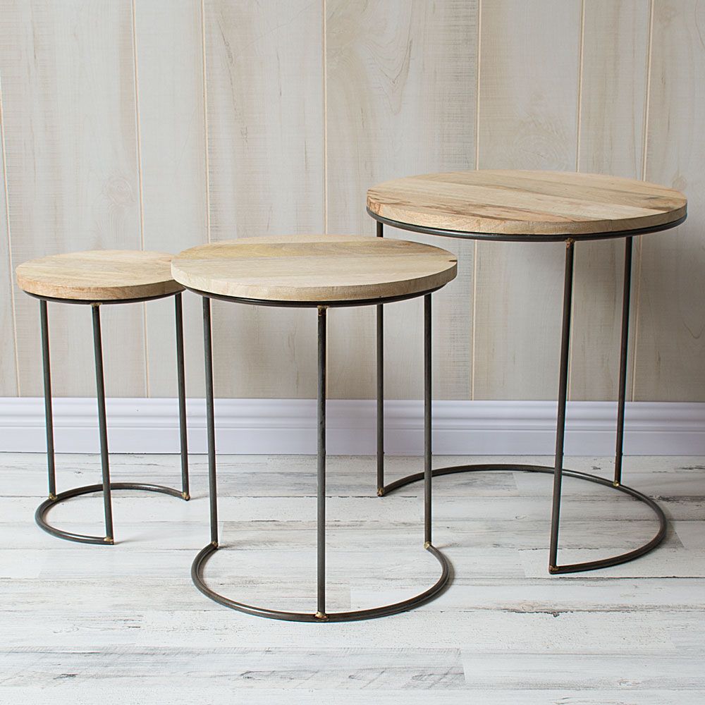 Nesting Mango Wood Plant Stands, set of 3 White Flower Farm