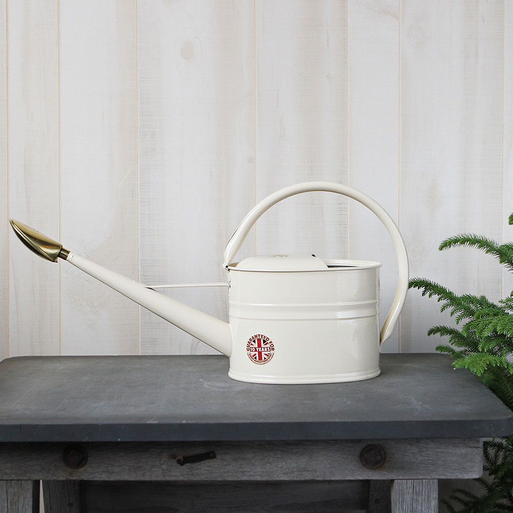 Haws Slim Watering Can, cream White Flower Farm