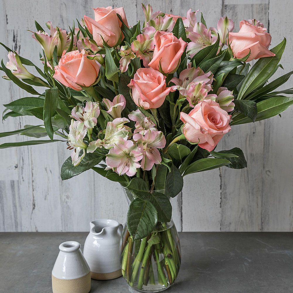 Peach Rhapsody Bouquet with Vase