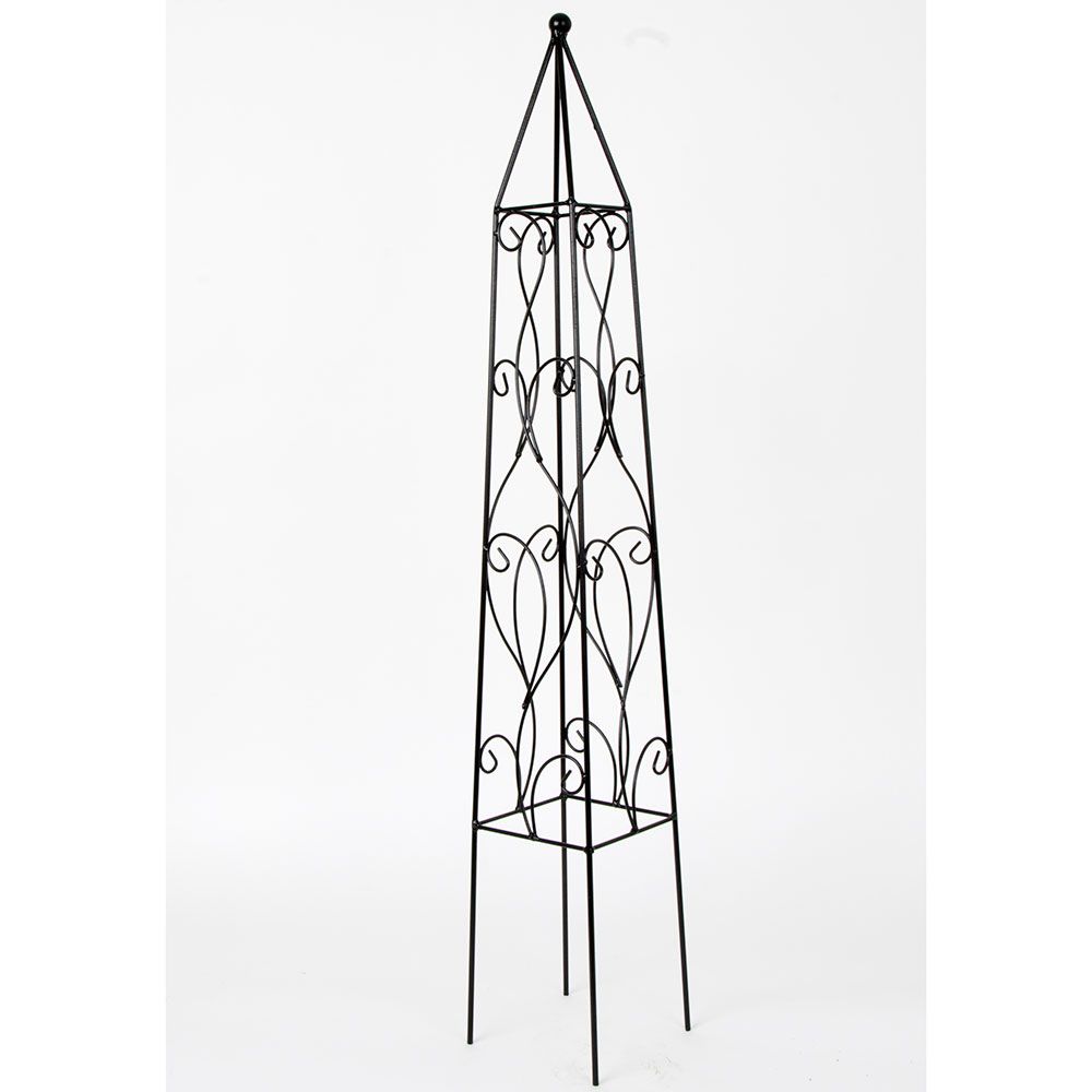 Black Metal Obelisk White Flower Farm