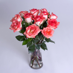  Orange Bicolor Rose Bouquet - 12 stems