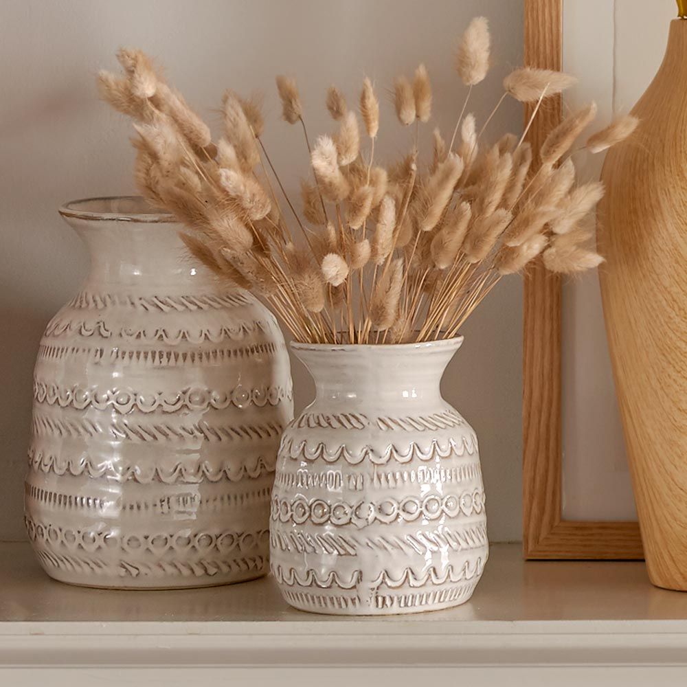 Cream Aztec Vase White Flower Farm