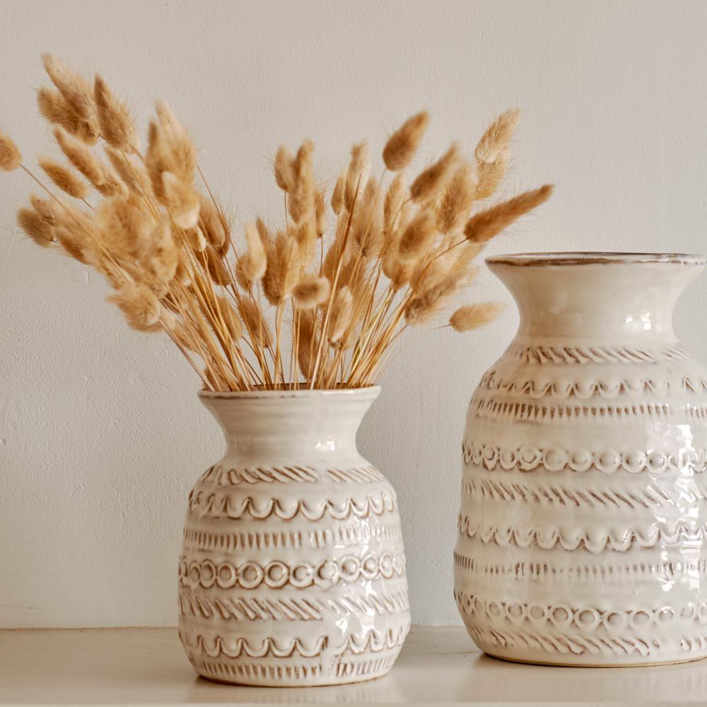 Cream Aztec Vase, small