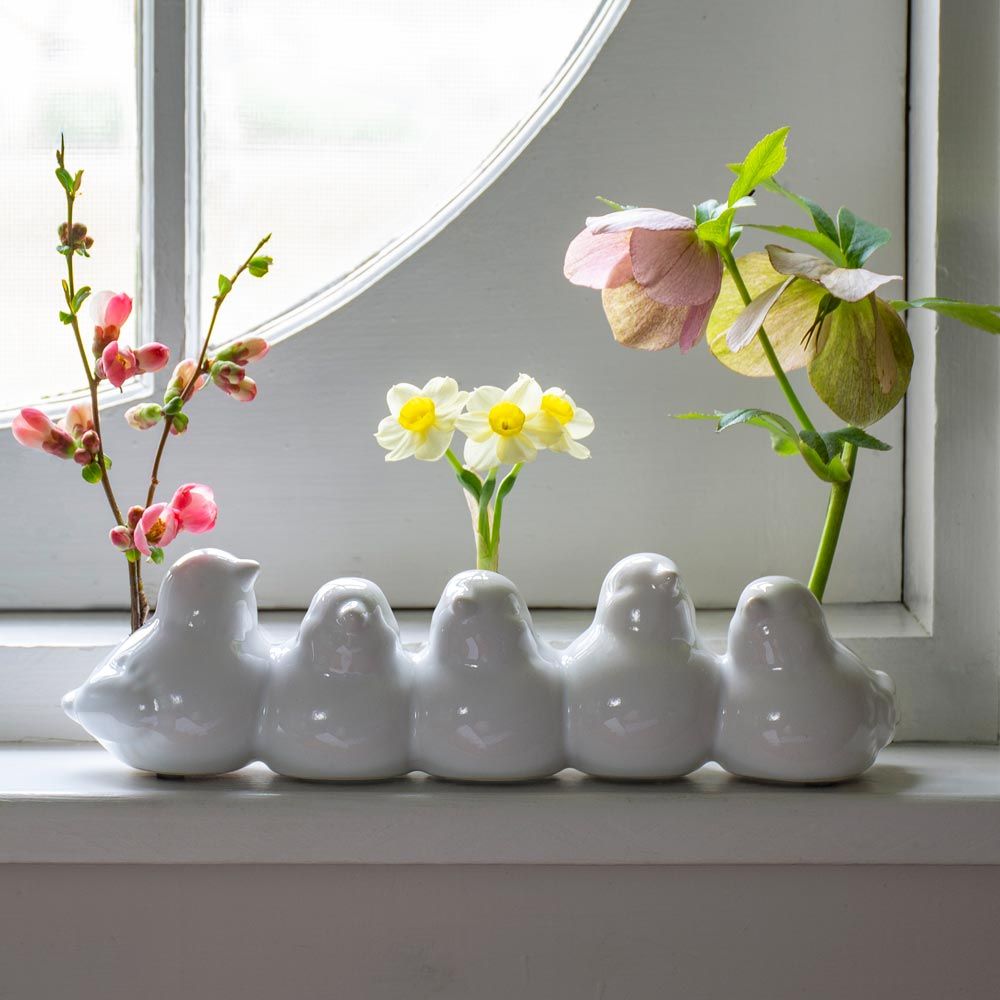 Birds of a Feather Ceramic Vase White Flower Farm