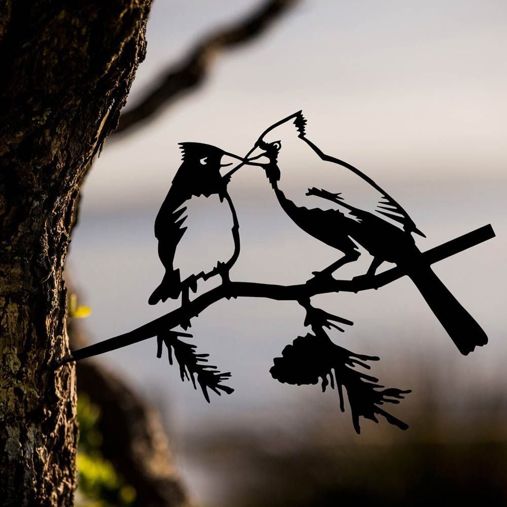 Kissing Cardinals Decorative Metal Silhouette