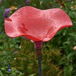  Scarlet Blown-Glass Birdbath