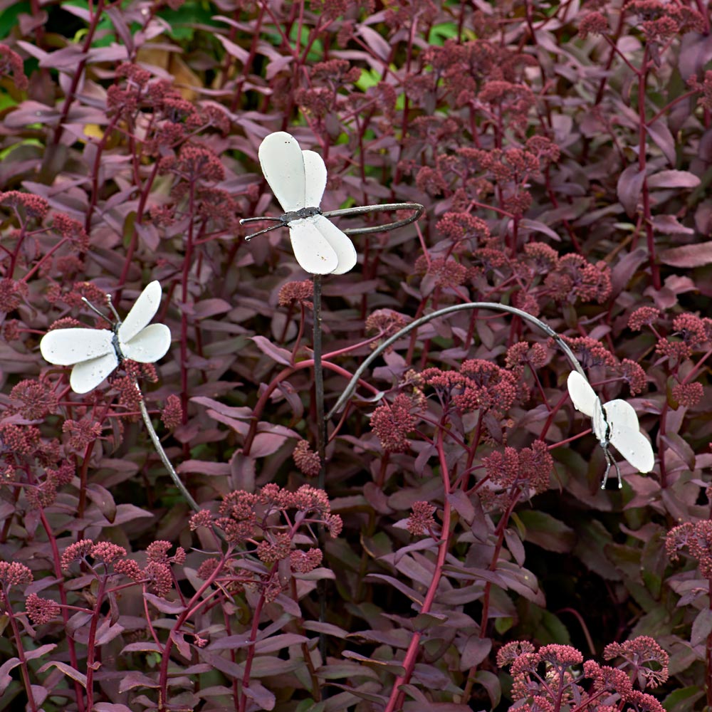 White Butterflies Garden Stake