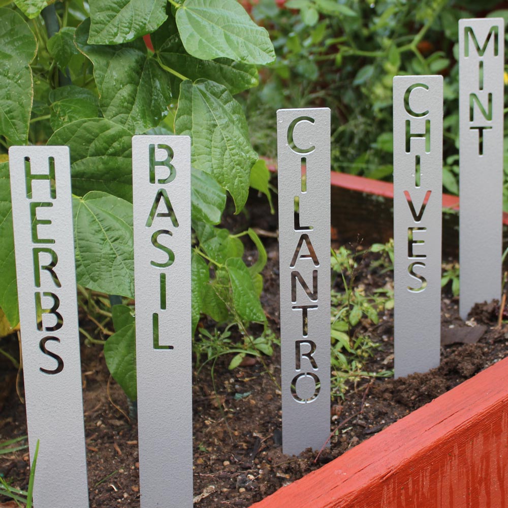 Stenciled Herb Marker Stakes, Set of 5