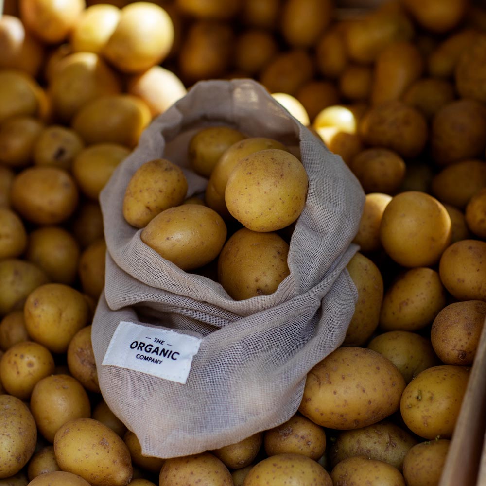 Organic Cotton Food Bags Set of 3 White Flower Farm