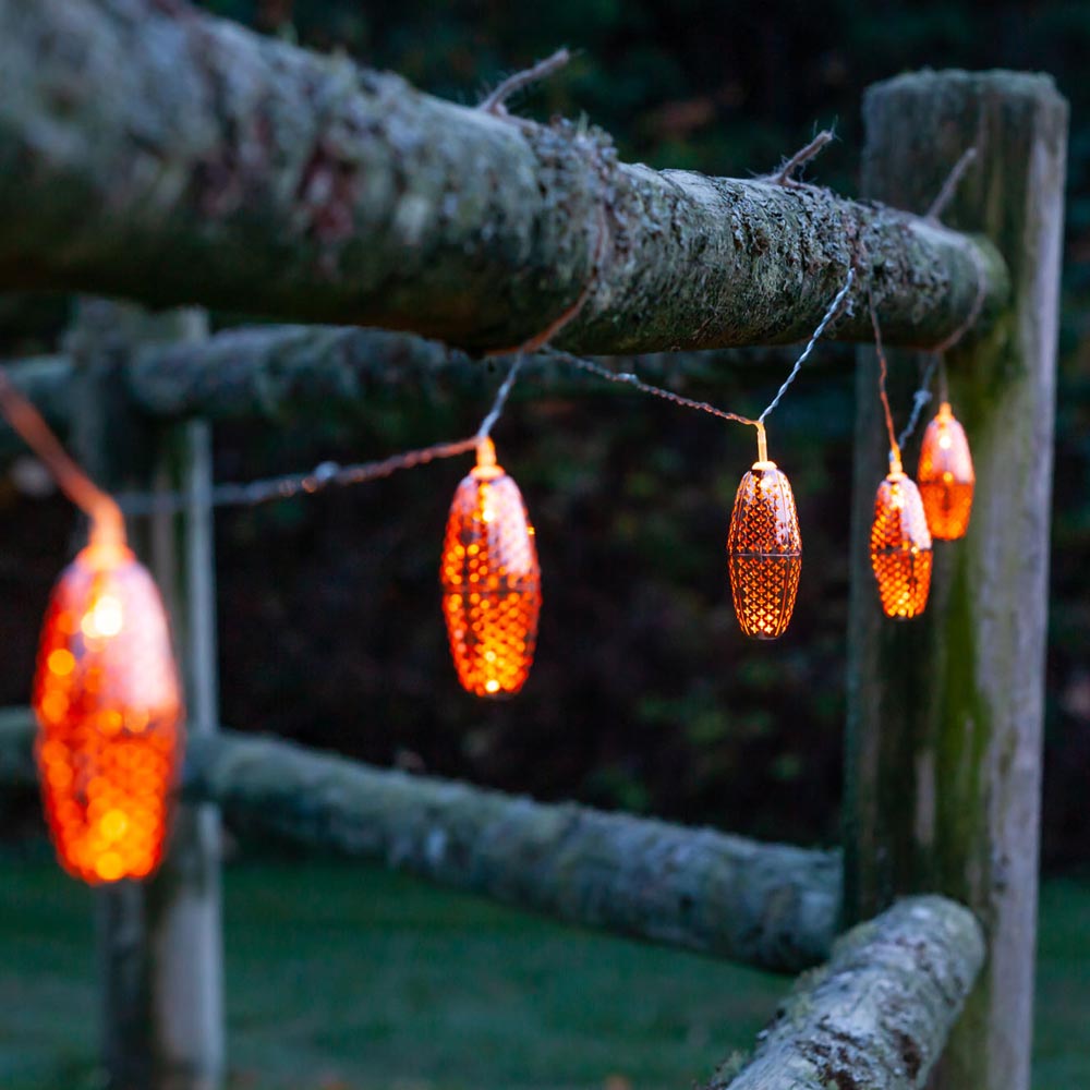 Radiant String of Solar Lanterns - Copper