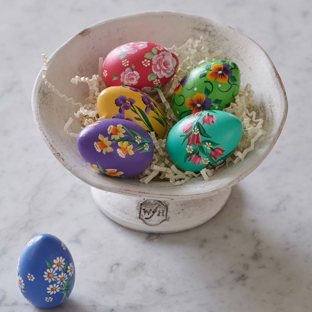 HandPainted Floral Eggs White Flower Farm