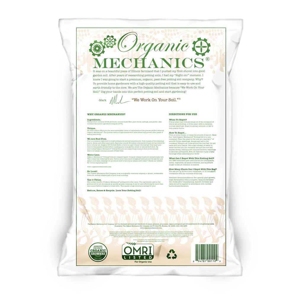 Organic Mechanics® Premium Blend Potting Soil White Flower Farm