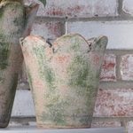 Scalloped Terracotta Pot and Saucer Small