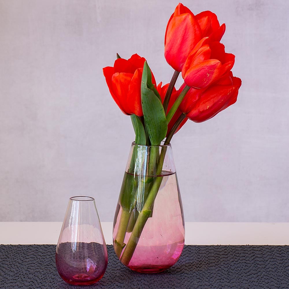 Pink Ombré Handblown Glass Vase