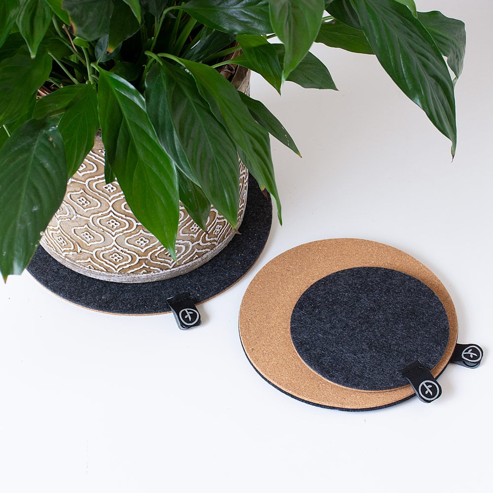 Cork and Felt Plant Trivet Set