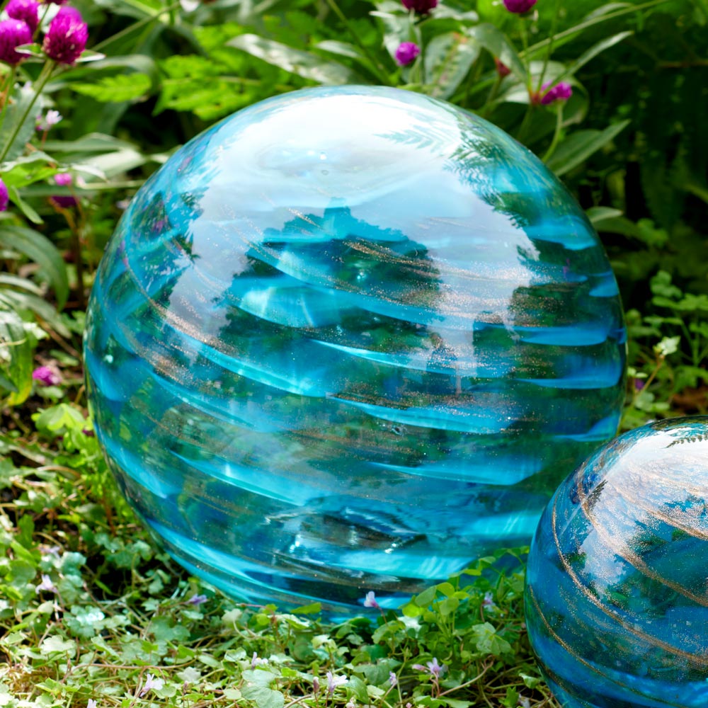 Blue Blown-Glass Solar Globe