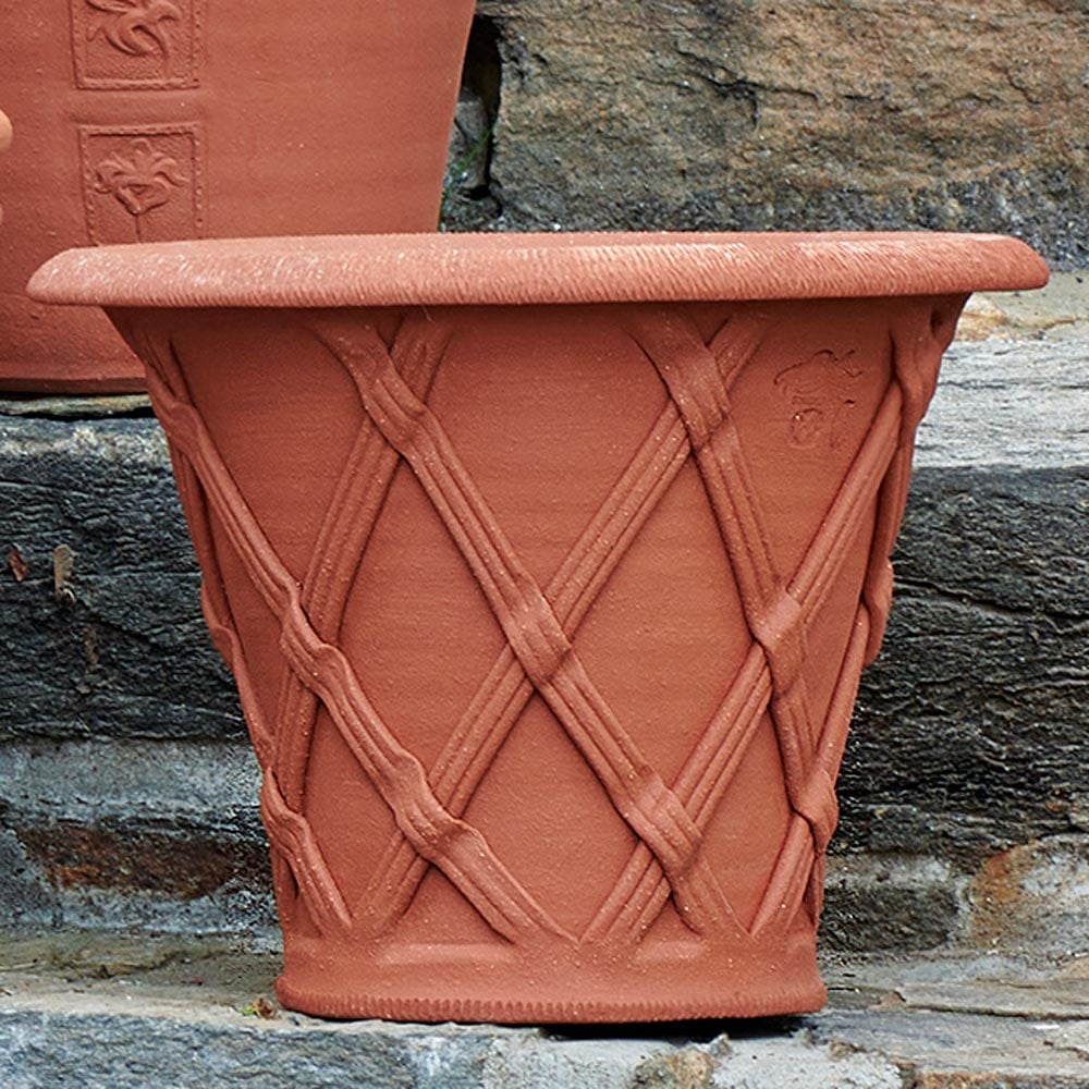 Flared Basket Weave Pot White Flower Farm