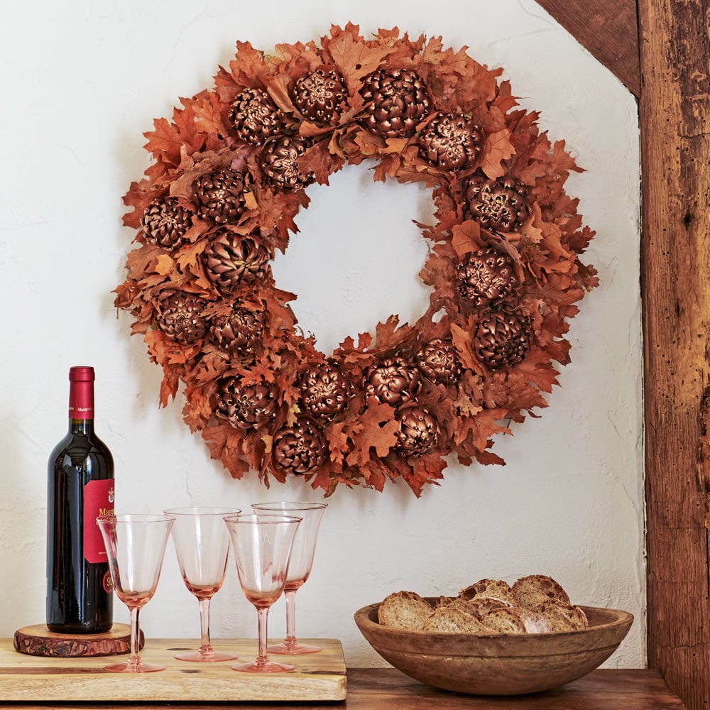 Copper Artichoke & Oak Leaf Wreath 
