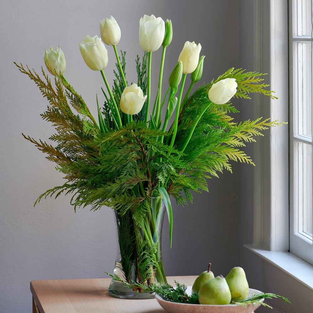 Tulips & Evergreen Bouquet