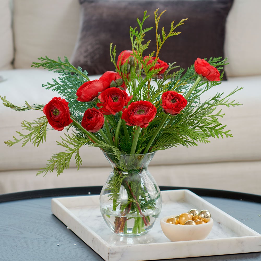 Ranunculus & Evergreen Bouquet