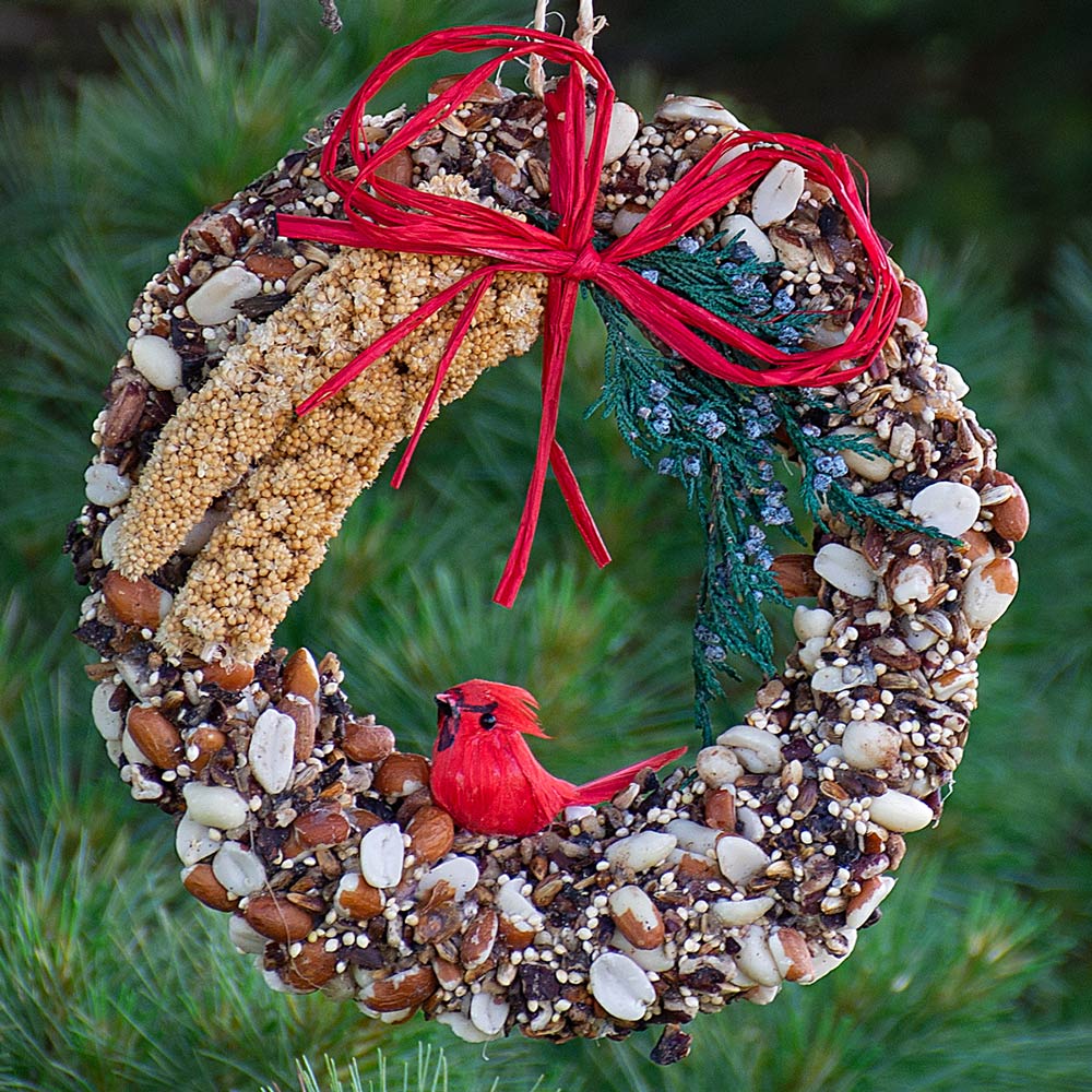 Rustic Cardinal Birdseed Wreath White Flower Farm