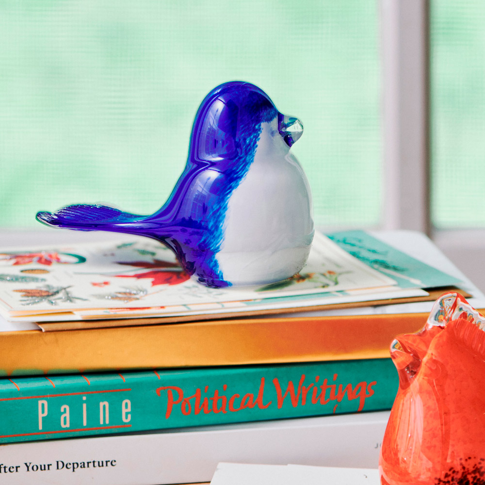 Joyous Bluebird Glass Paperweight