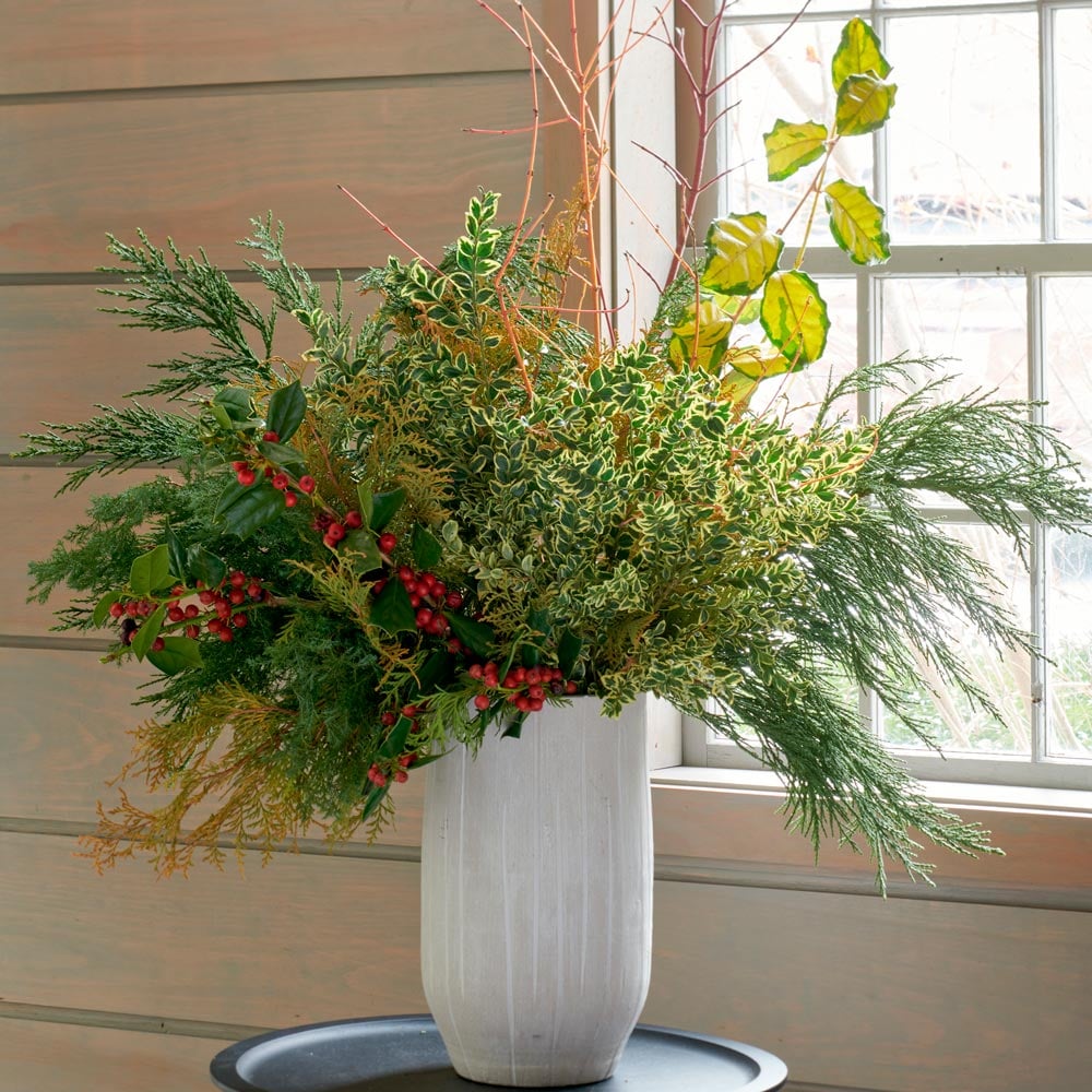 Evergreen Elegance Bouquet White Flower Farm