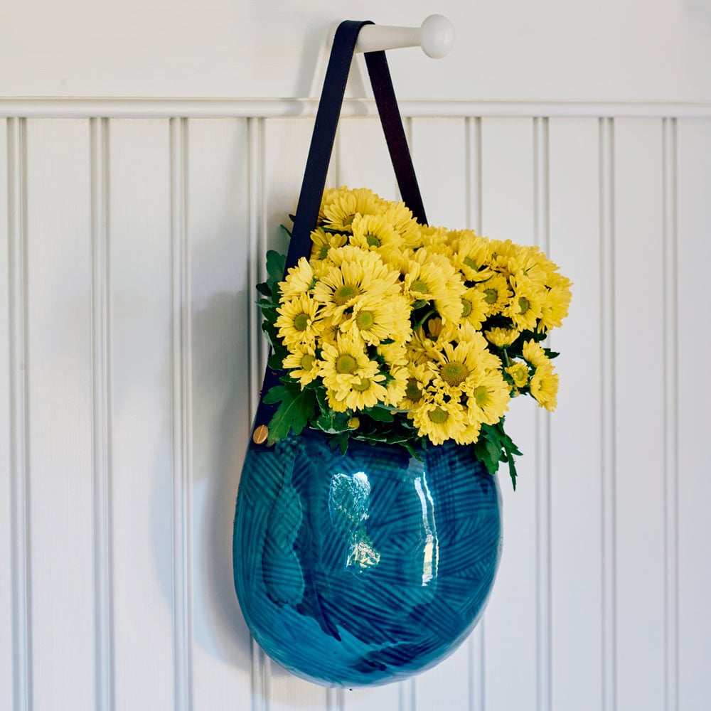 Ceramic Pocket Planter, teal blue