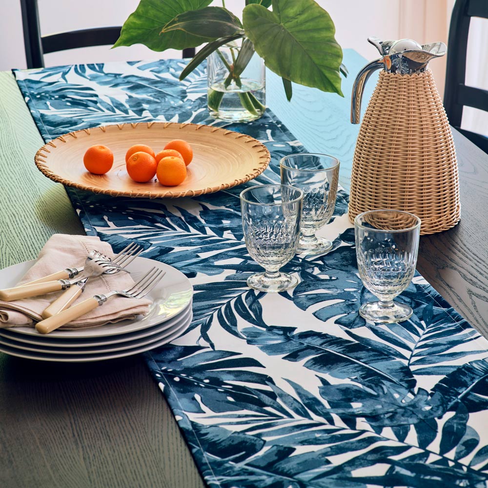 Blue green table runner store