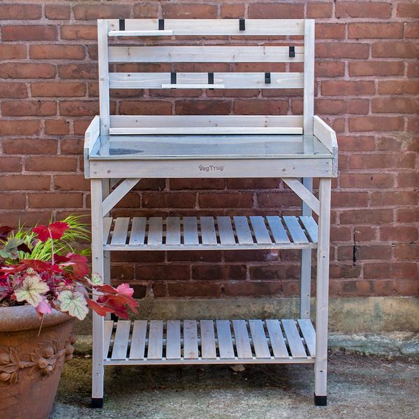 SteelTopped Potting Table White Flower Farm