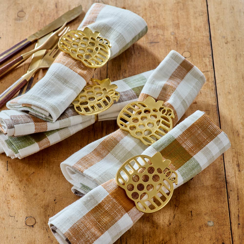 Golden Pumpkin Napkin Rings, set of 4