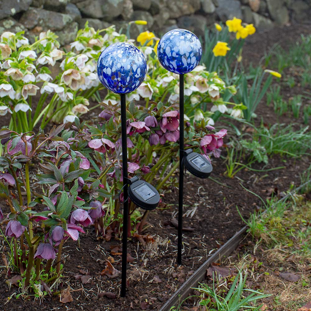 Blown-Glass Solar Orb Stakes
