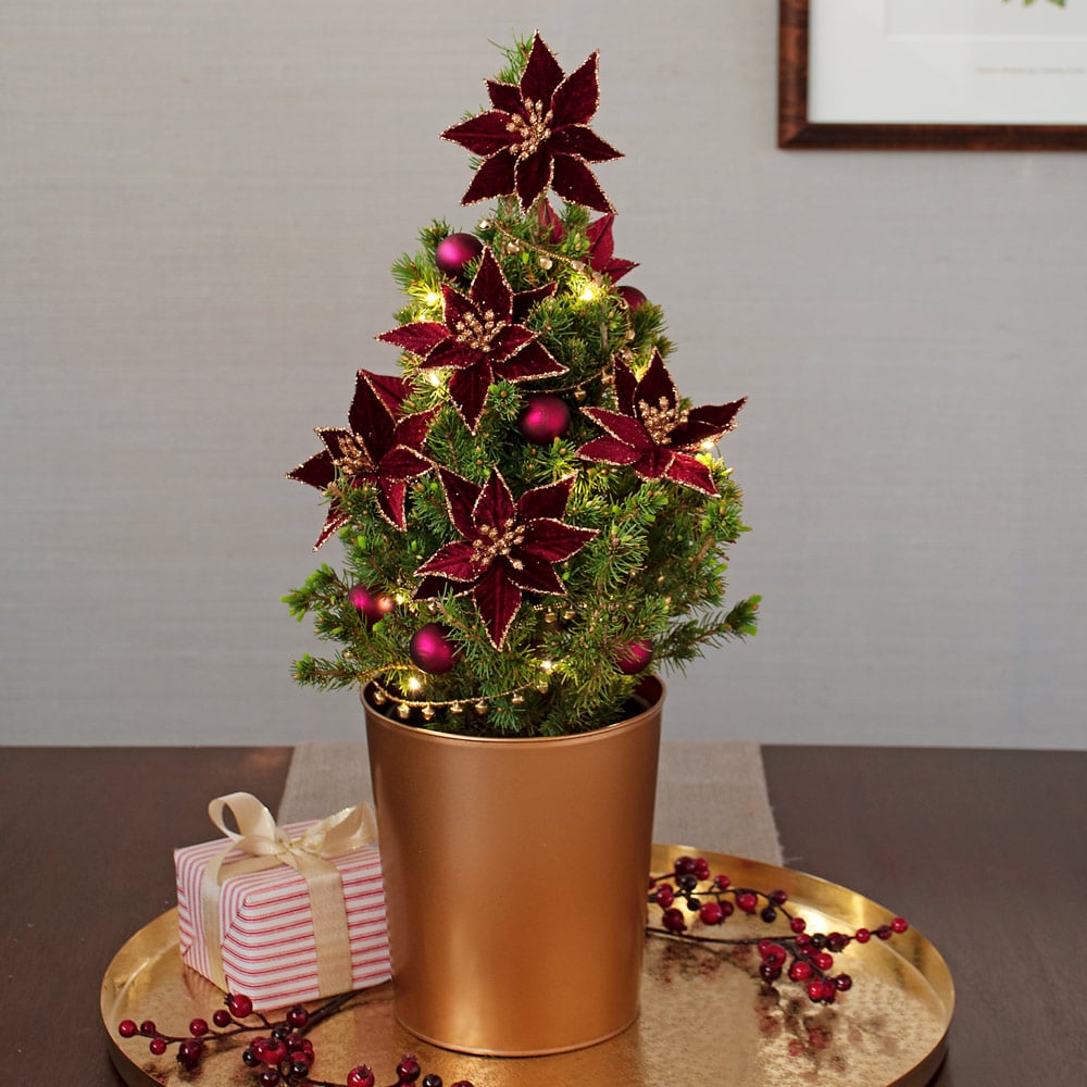 Velvet Poinsettias Tabletop Tree