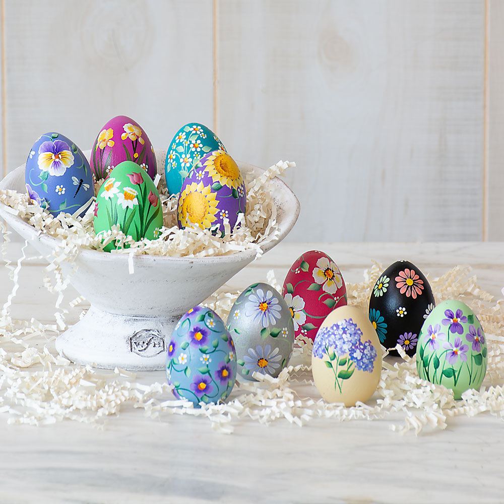 Hand-Painted Floral Eggs